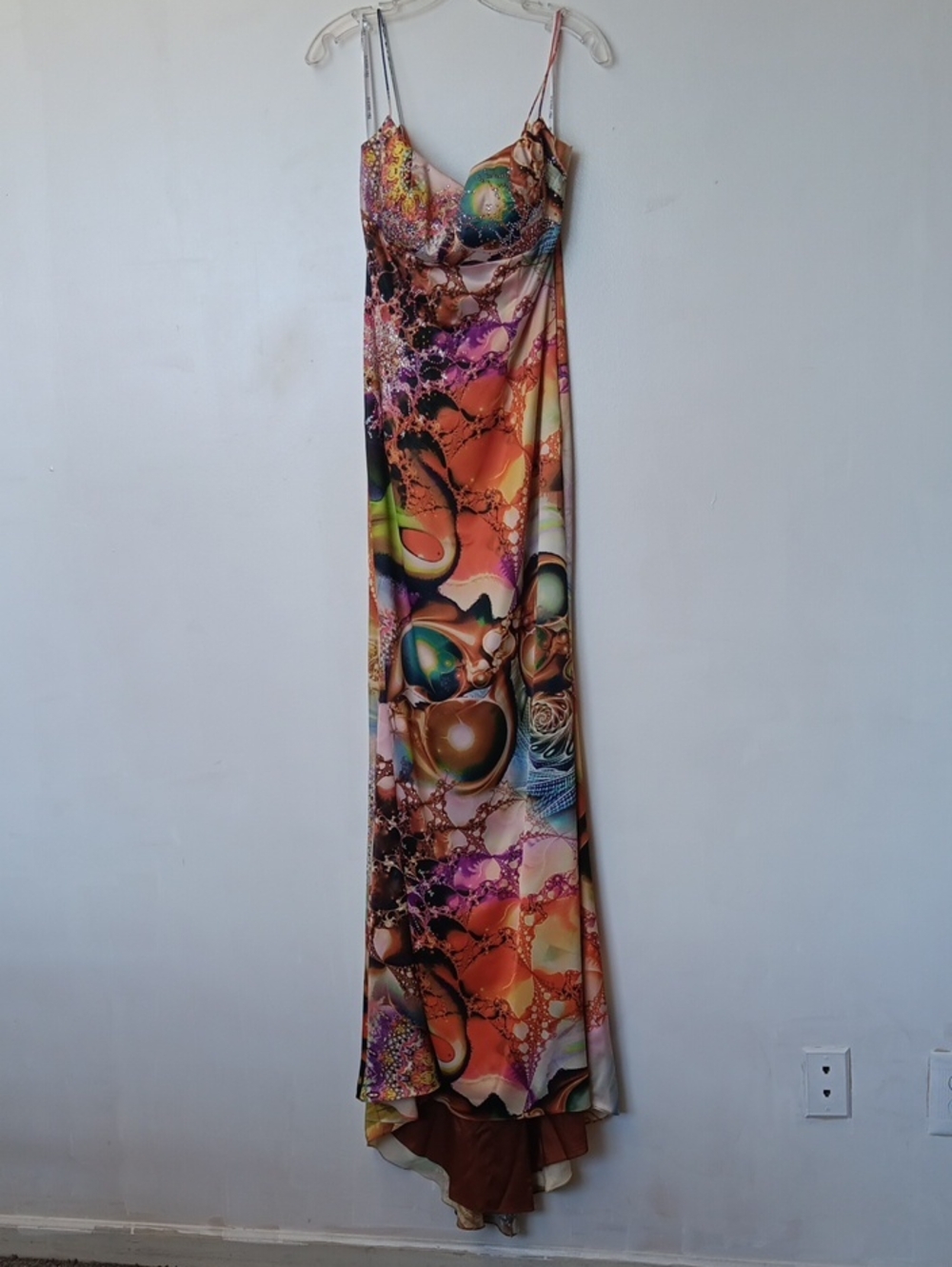 Sherri Hill Multicolor Abstract Print Maxi Slip Dress